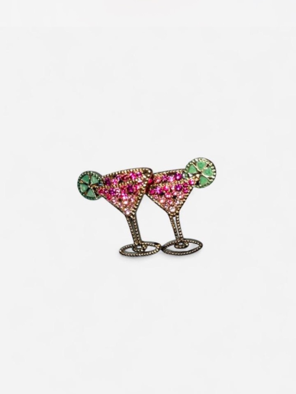 BaubleBar Pink and Green Crystal Martini Earrings
